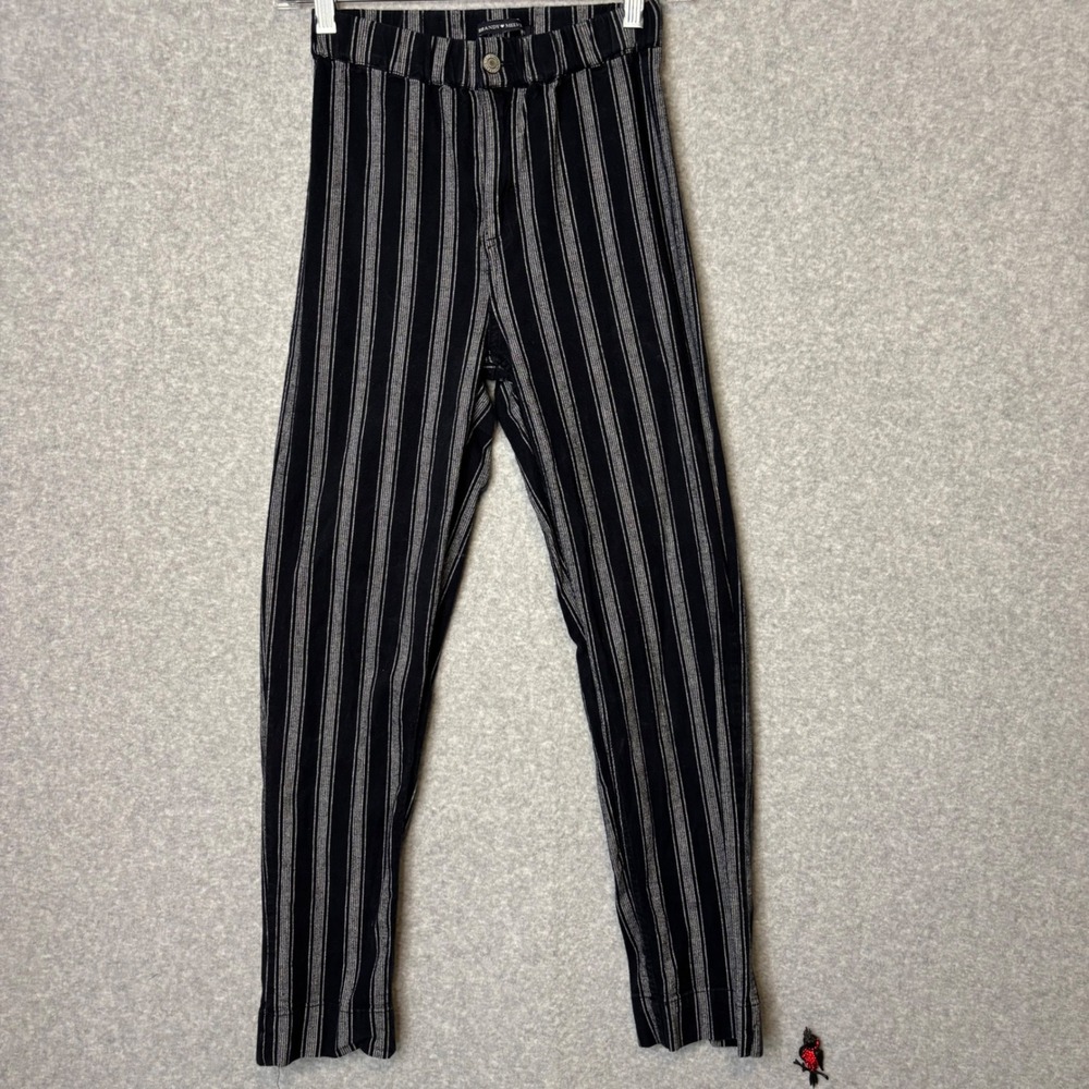 Brandy Melville Women's OS Black Grey Stripe High Waist Cotton Pants Women Goth